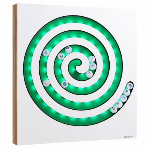 Clipboart® Golfballspirale mit oder ohne LED für max. 97 Bälle – Wandhalterung aus Holz für Golfbälle – Design Golfballhalter – Made in Germany