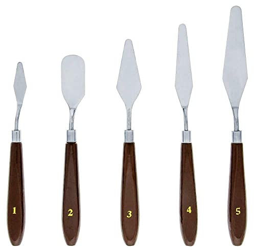 Set mit 5 Metall-Palettenmessern, Messer-Set für Künstler, Ölfarben, Malerei, Spachtel-Set