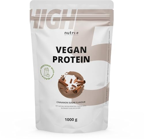 Vegan Protein - Zimt & Zucker - Veganes Proteinpulver ohne Sucralose und Soja - Eiweißpulver aus Reis, Erbsen, Hanf, Buchweizen und Kürbiskernen - 1kg Eiweiß Pulver Cinnamon Sugar