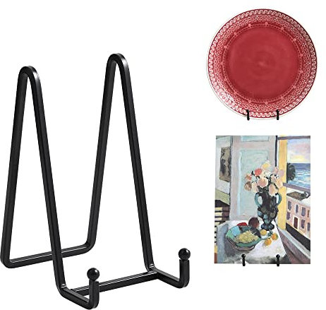 Plate Holder Easel Display Stand - 6 inch Metal Plate Stands for Display - Tabletop Picture Stand - Black Iron Easels for Display Pictures | Photo Frames | Book | Decorative Plates | Plaque - 2 Pack