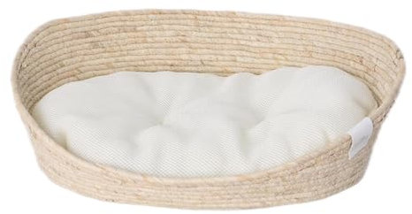 Dehner Premium Lovely Kuschelbett Tiefer Schlaf, 43 x 35 x 15 cm, Naturmaterial/Plüsch, weiß/beige