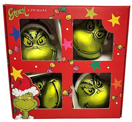 The Grinch Weihnachtskugeln zum Aufhängen an den Weihnachtsbaum, 4 Stück