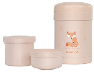 Miniland Termo Bebé para Comidas 700ml con 2 Recipientes Herméticos, Acero Inoxidable, Conserva Temperatura, Apto para Calentar y Libre de BPA | Thermetic Candy