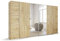 Rauch Möbel Kronach, Kombischrank, Schrank, Kleiderschrank, Schwebetürenschrank, Eiche Artisan, Holz, mit Spiegel, 4-türig, Inklusive 3 Kleiderstangen, 11 Einlegeböden, BxHxT 354x210x59cm