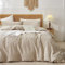 Sacebeleu 100% Cotton Duvet Cover Set King Size Beige Plain Elegant Bedding Set 3 pcs Quilt Cover ith Zipper Closure 220x240cm with 2 Pillow covers 50x75cm