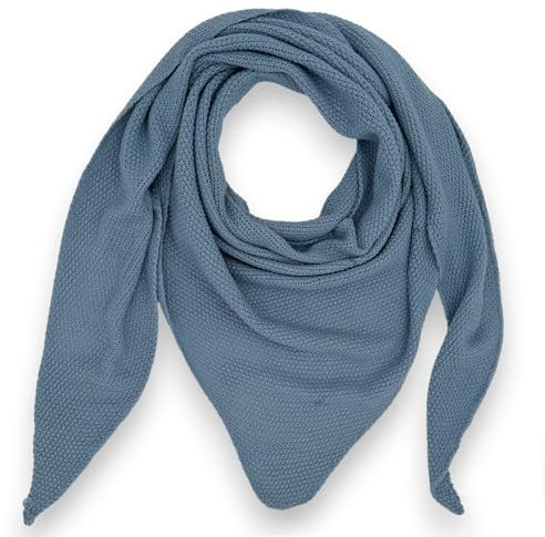 Ziona Strickschal dreieck damen, Winter Wolle Dreiecksschal weich, leichtes Dreieckstuch Herbst (Hellblau)