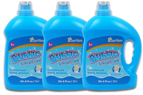 MorTime 3 Bottles Bubble Solution Refills, 3 L/101 OZ (up to 7.5 Gallon) Concentrated Bubble Solution Refill for Bubble Wands, Bubble Machines and Blowers