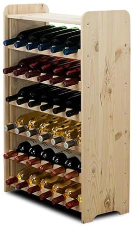 PROREGAL Weinregal PINOTWINE C | HxBxT 87,2x63,2x26,5cm | 36 Flaschen | Massives Kiefernholz | Natur unbehandelt | Weinhalter Weinständer Flaschenständer Flaschenregal Holzregal