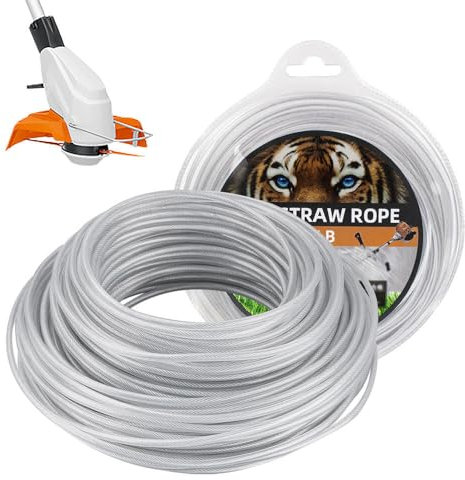 Gobesty Stahldraht Mähfaden Trimmerfaden, 3mmx41m Nylon Stahldraht Rasentrimmerfäden Rasentrimmer Schnur Trimmer Line Rasentrimmer Faden für Über gewachsenem Gras und Unkraut (Model A)