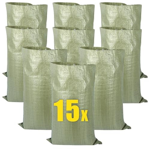Sacos para Escombros, 15 Pedazos Sacos, 95 x 55 cm Big Bag, Reutilizable Saco Rafia Adecuado para Hortalizas Hojas Cereales Residuos Domésticos Residuos de Construcción y Artículos Diversos