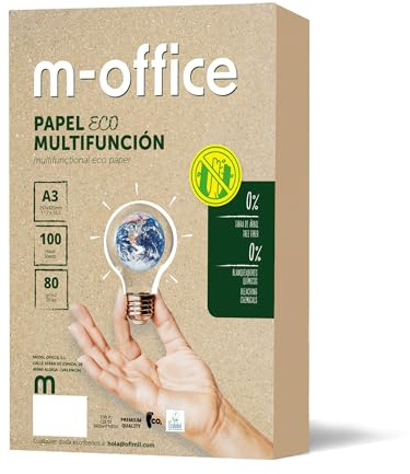 Återvunnet din A3-papper, 80 g A3-foliopaket, kopierings- och skrivarpapper, 1 förpackning med 100 ark A3, 100% återvunnet papper, m-office (100 ark)