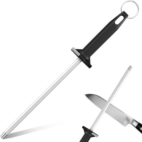 Maxentico Acciarino Affilacoltelli Professionale, Affila Coltelli, Affilatore Coltello, Acciaino, Affilatura Coltelli, Affilare con Manico Plastica, Adatto a Molti Tipi di Coltelli Comoda Impugnatura