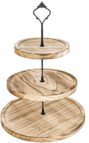 Soporte para tartas de madera de 3 pisos con mango de metal, soporte para cupcakes, soporte para tartas, torre, plato para tartas, frutas, galletas, dulces, para bodas, decoración del hogar,