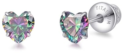 Limerencia Herz Titan Ohrringe mit Schraubverschluss, G23 Medizinische Ohrstecker Hypoallergen Gesundheitsstecker, 5mm CZ Ohrringe für empfindliche Damen Herren