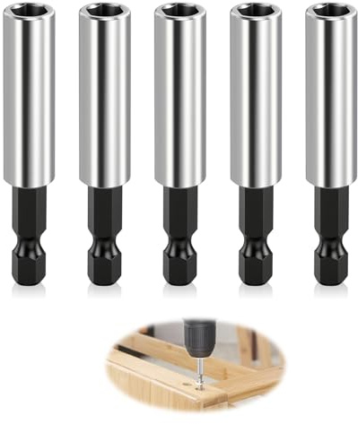 Portapuntas magnético de cambio rápido, 5 unidades, 1/4 pulgadas, soporte magnético para taladro eléctrico, destornillador de impacto (60 mm)
