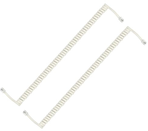 PATIKIL 2 Paquetes De Cable Telefónico Para Teléfono Fijo 5.9 Pies (Enrollado 0.98 Pies) RJ9/RJ10 4P4C Cable Universal Para Auricular De Teléfono Fijo Accesorio Para Teléfono Color Crema