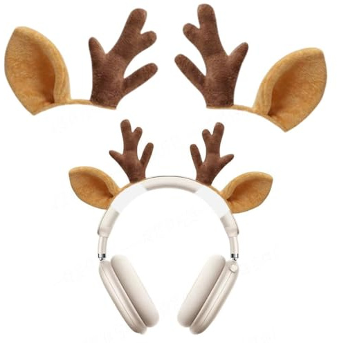 Deer Antler Ears for Headphones Cute Ears Attachment Cute Gaming Accessories Lovely Accessories Fit for Gaming Headset Brown