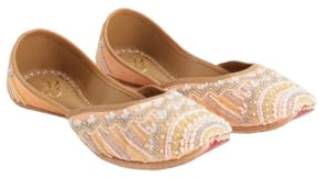 NIRALII Premium Handmade Flats for Women - Peach Pearl | Traditional Ballet Flats for Women - Comfortable Slip-On Ballet Flats Shoes (US Footwear Size System, Adult, Women, Numeric, Medium, 7)