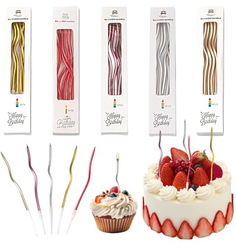 30 Pezzi Candeline Compleanno a Spirale | Candele Lunghe e Sottili per Torta Multicolore | Design Elegante Ricciolo per Feste, Matrimoni e Anniversari | Kit Decorativo Colorato