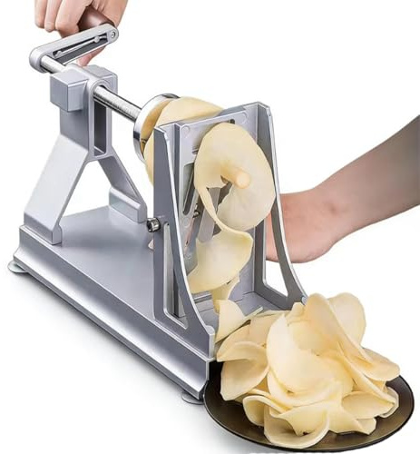 Grönsaksstrimlare med blad i rostfritt stål, handhållen rivjärn med halkfritt handtag, perfekt för att strimla potatis, rädisor, morötter med mera
