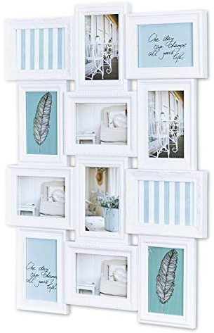 Marcos de fotos con tornillos incluidos - 70x50cm 12 Fotos 10x15 cm - Estilo barroco antiguo nostálgico - Placas de cristal - Galería de fotos, collage.