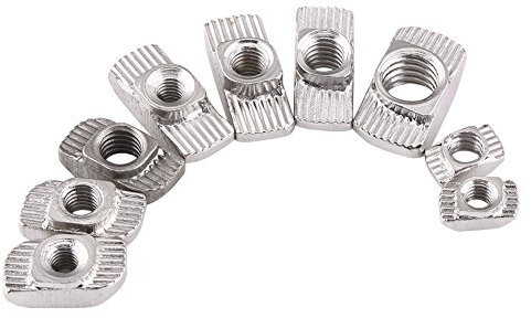 50pcs Écrous en T Winc Plaqué en Acier au Carbone Vis à Tête de Marteau pour Profil en Aluminium Menuiserie(EU40-M8*19.5 * 10)