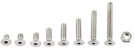 300 Pezzi Dadi Bulloni M2,5 Viti Esagono Incassato In Acciaio Inossidabile Bullone Finitura Lucida per Elettrodomestici(C: Flat head)