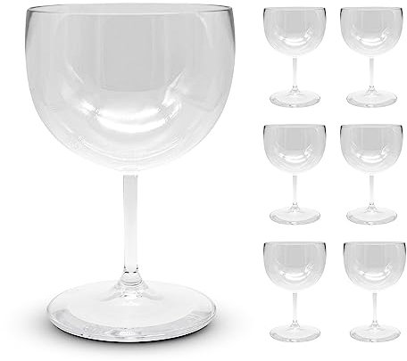 DOJA Barcelona | Vasos de plástico | 56 cl | Paquete de 6 | Vasos de plástico duro reutilizables | Vasos de policarbonato transparente | Vino de plástico, Gin Tonic, Cóctel, Cóctel...