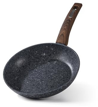HOUSZY Non-Stick Frying Pan for Induction Hob –28cm- Non-Stick Granite Coated Skillet with Scratch-Resistant Surface, Bakelite Handle, Less Oil Use