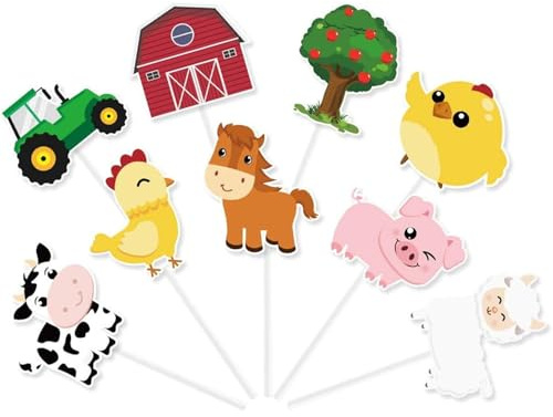 Topper de Cupcake de Granja 36 PCS Decoraciones de Fiesta de Animales de Granja para Baby Shower de Cumpleaños para Niños Cake Toppers Picks Favores de Fiesta