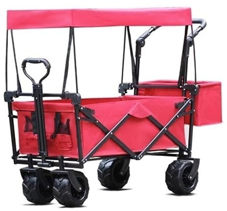 Faltbar Handwagen Bollerwagen Transportwagen Zusammenklappbarer Wagen Mit Wagenrädern, Tragbar, Zusammenklappbar, Verstellbare Griffe, Strand, Garten, Sport Faltbollerwagen Faltwagen Strandwagen(D)