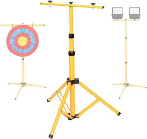 ZSHIGANMA Archery Target Stand, Adjustable Foldable Metal Bow and Arrow Target Tripod Stand Hanging Traditional Grass, Foam & EVA Archery Targets & Work Light for Shooting Range Backyard