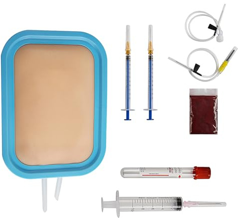 Lot de 4 entraînements à injection chirurgicale avec silicone médical - Kit de démarrage IV - Sang réaliste pour étudiants en médecine et infirmières