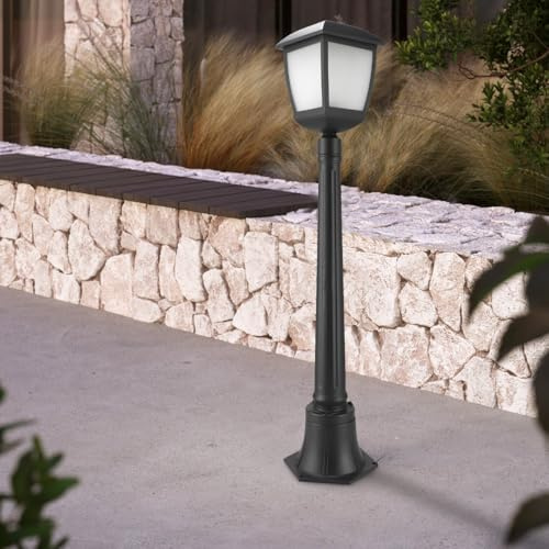 M Ledme - Farol de Exterior Serie House – IP44 Impermeable, tres casquillos E27, Lámpara de Pared Negra de Acero y Cristal para Jardín, Terraza o Entrada (Bombilla No Incluida)