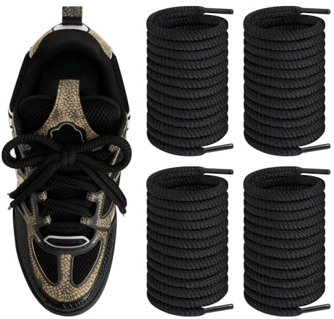 Endoto 4PCS Lacci per Louis Vuitton Skate Scarpe, 6,5MM Rotondi Stringhe Laces di Ricambio per LV Sneaker - Nero, 45 Pollici