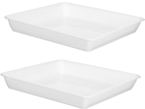 VALICLUD 2 Platos para Macetas Cuadrados de Plástico Blanco 35 CM Bandejas Antigoteo Reforzadas para Plantas de Interior y Exterior Base Resistente para Suculentas y Bonsáis Adecuado
