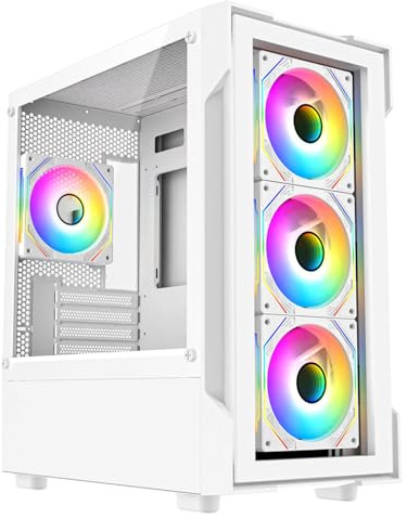 Gaming PC Tower - Intel Core i5, GT 710 2GB, 16GB RAM, Dual Storage (128GB SSD + 1TB HDD), Windows 11, 1-Year Warranty – Ultimate Home & Office Gaming PC Set (Neo White)