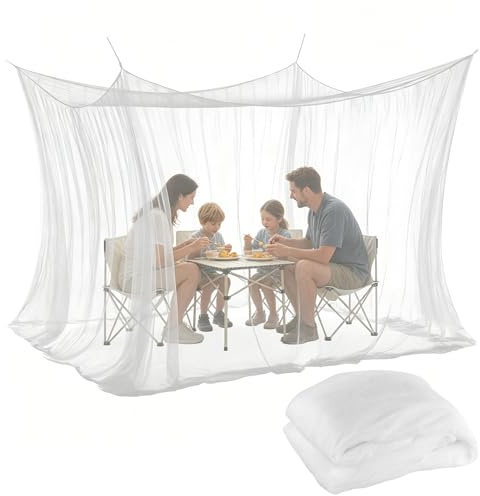 Moskitonetz 300x300x250cm, Outdoor Insektenschutz für Terrasse Camping Bett Pavillon Garten, 220 Mesh Feinmaschig mit 1 Tür