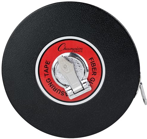 Champion Sports Closed Reel Measure Tape – 100 ft / 30 m, Hand Crank, Dual-Sided Feet & Meters