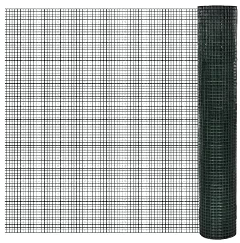 vidaXL Recinto Pollaio in Rete Zincato Rivestimento PVC 10x1 m Verde, recinto in rete, filo di rete, recinto, recinzione metallica