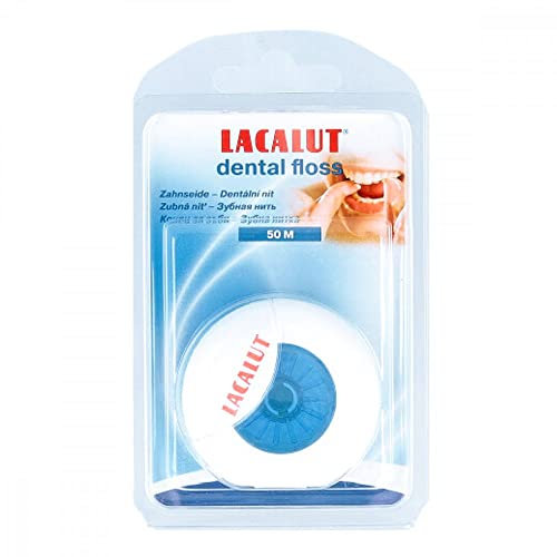 Lacalut Zahnseide gewachst | Reinigt und erfrischt mit extra-starkem Minzgeschmack | 50 Meter