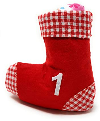 Adventskalender 2025 mit 24 x Haarmode bzw Beauty Füllung, Rote Socken mit Inhalt !!