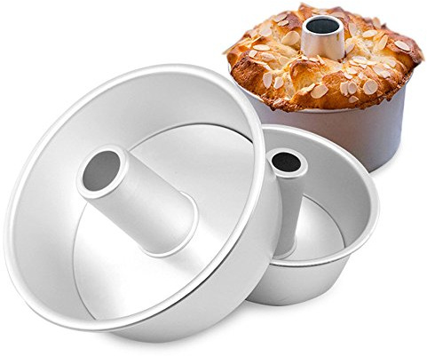 Bezall Angel Food Cake Pan, 8 inch Round Chiffon Cake Mold Aluminum Tube Pan Baking Cake Mould with Removable Bottom