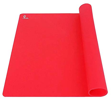 Non Stick, Double Thickness Silicone Pastry/Baking Mat Extra Large- for Heat Resistant Nonskid Placement Mat, Countertop Protector, Art and Craft Mat 60 × 40 cm (Red) (Red, 40×60)