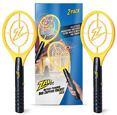 Mini Zap It Bug Zapper Battery Powered (2xAA Included) Bug Zapper Racket, 3,500 Volt, 2 Pack