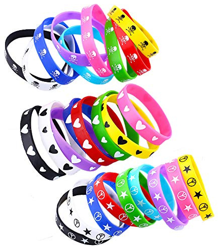Braccialetto in Gomma, 30 Pezzi Braccialetto in Silicone alla Moda, Cinturino in Gomma per Adulti, Braccialetti di Motivazione, per Festa di Compleanno, Festa Notturna, Corsa Notturna, Sport