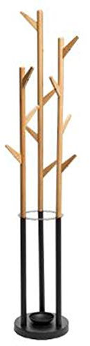 PEGANE Portemanteau/Porte-Parapluie en métal et Bambou Naturel - D.30 x H.174 cm