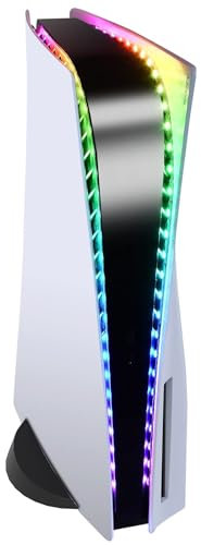 Auarte RGB LED Streifen für PS5 Pro/Slim/Original, LED Strip Lichtstreifen für PS5 Zubehör, 7 Farben 358 Modi LED für Playstation 5 Pro/Slim/Original Disc & Digita, IR-Fernbedienung