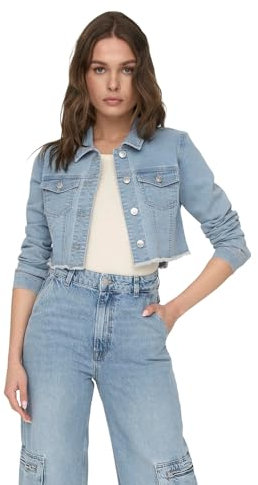 ONLY Womens Onlwonder Ls Cropped Dnm Gua Denim Jacket, Light Blue (light Blue Denim), M UK