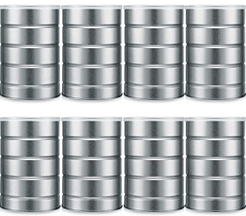 Jadive 8 Pcs Empty Coffee Cans with Lids Metal Tin Can for Kitchen Storage Loose Leaf Tea Containers Round Coffee Tin Metal Canister Tea Sugar Storage Packaging or Arts Crafts